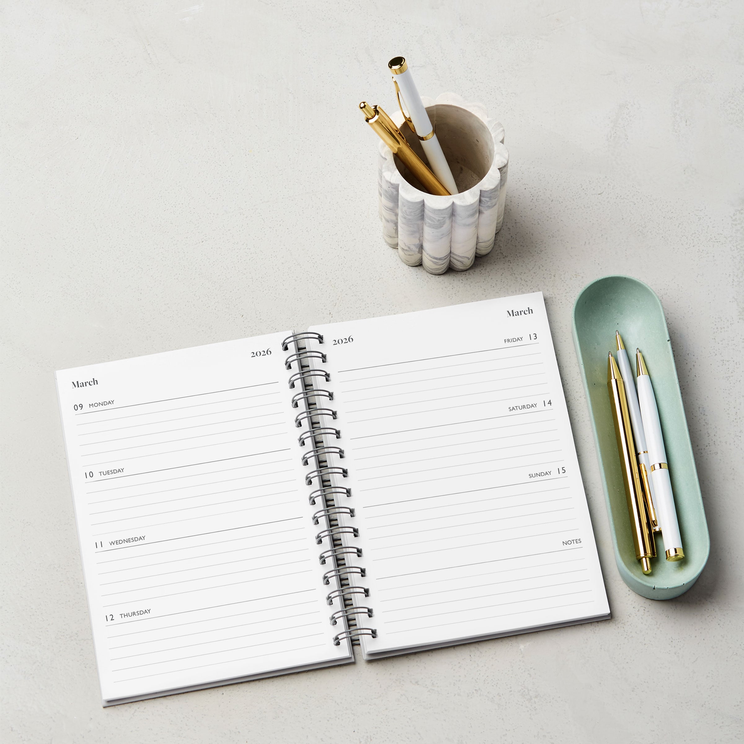 martha brook personalised stationery personalised annual diaries 2026 hardback inside weekly spread