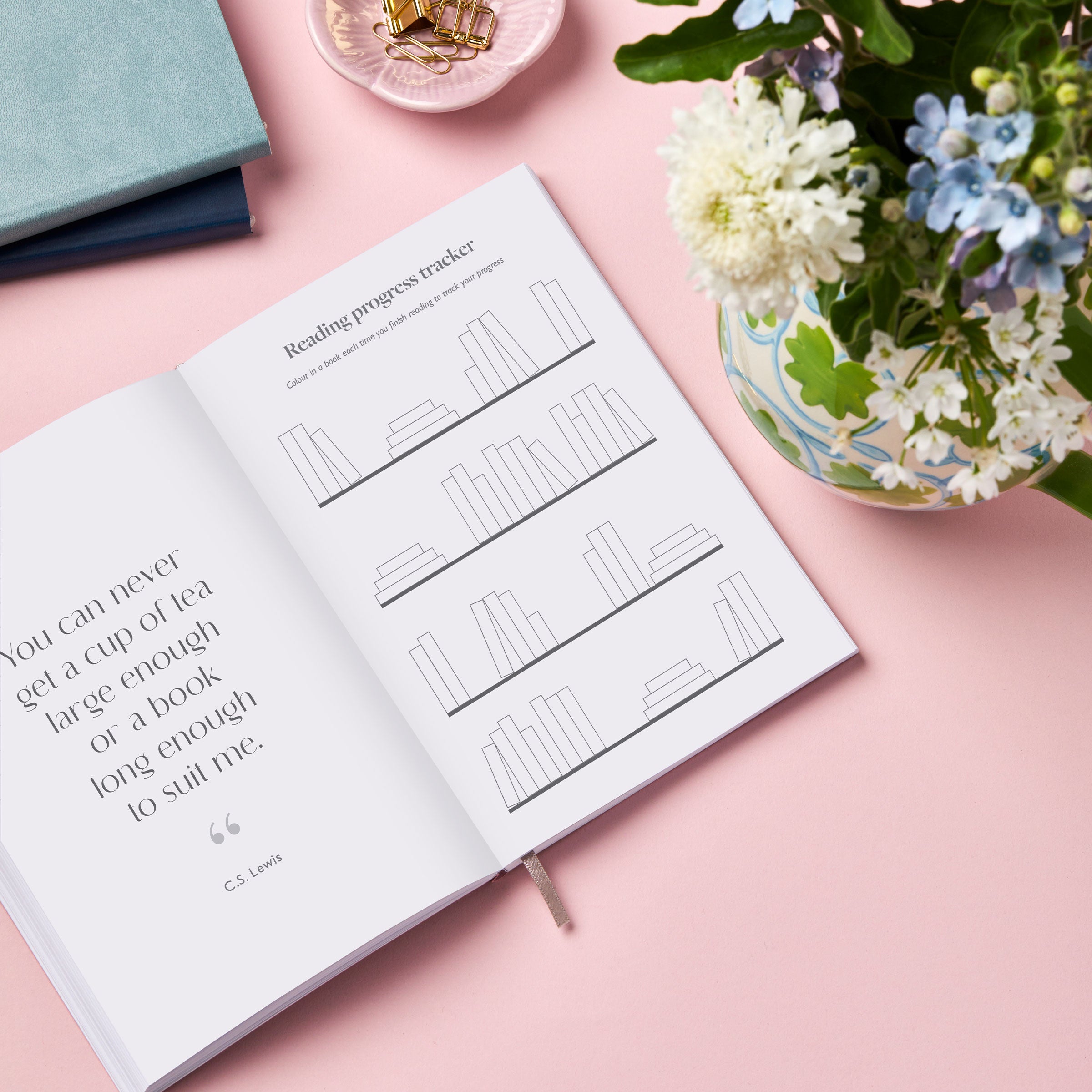 martha brook personalised stationery personalised any quote book journal open on reading tracker spread