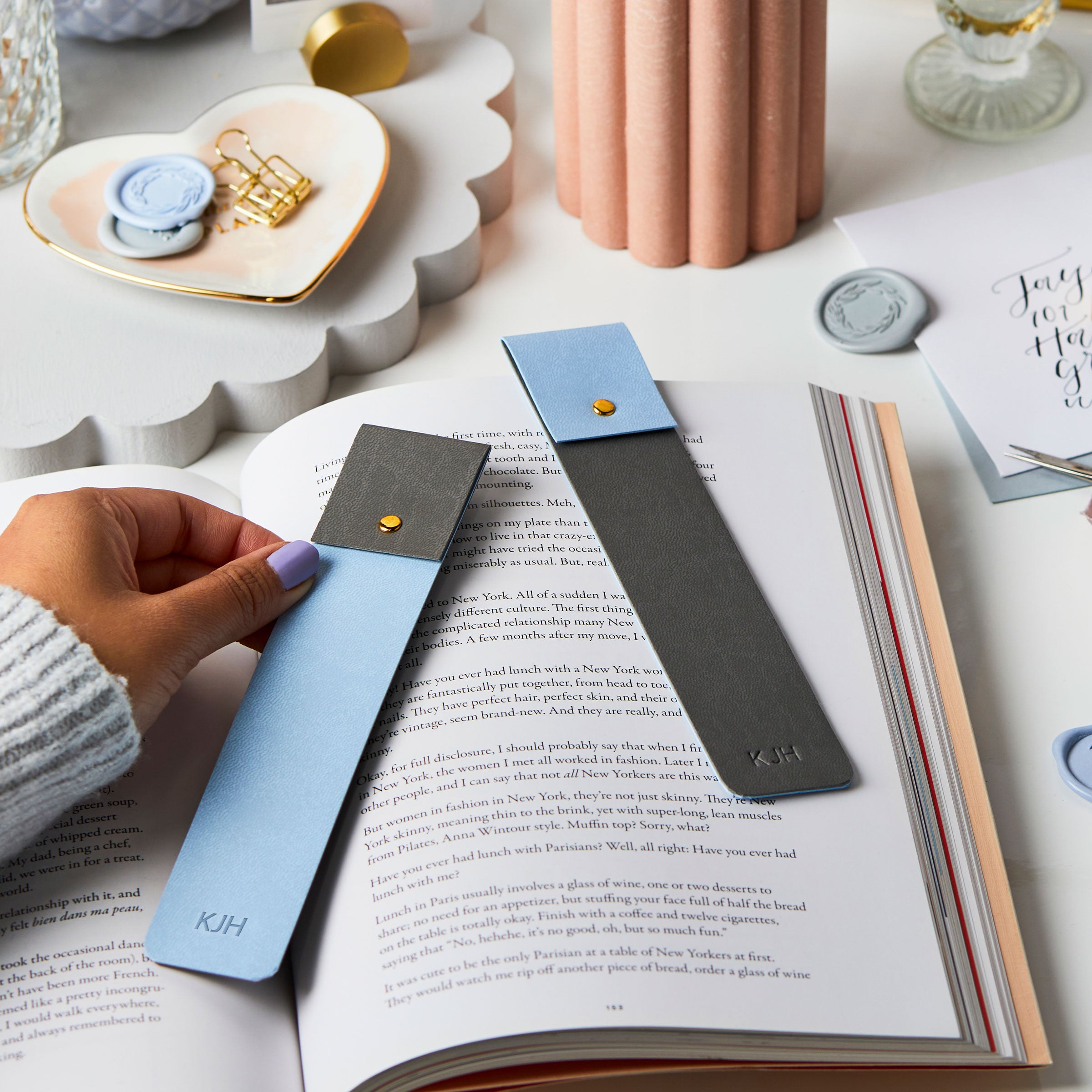 martha brook personalised stationery personalised couples vegan leather bookmark set stationery gift wedding gift