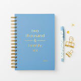 martha brook personalised future 2026 diary in sky blue with gold foil