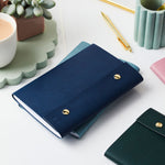 martha brook personalised stationery personalised leather effect refillable notebook in classic navy