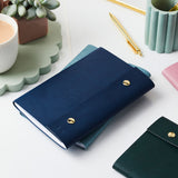 martha brook personalised stationery personalised leather effect refillable notebook in classic navy