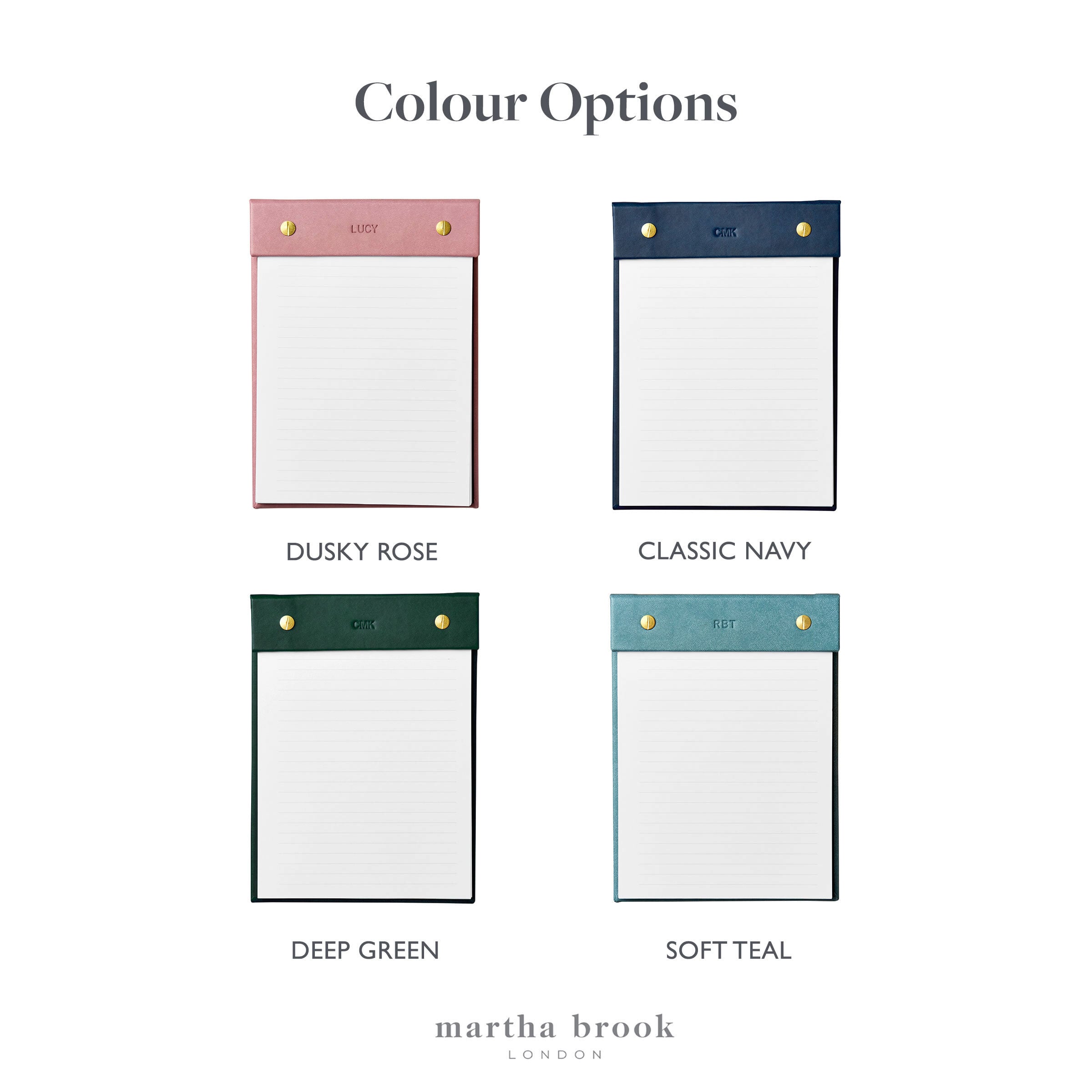 martha brook personalised stationery personalised leather effect refillable notepad