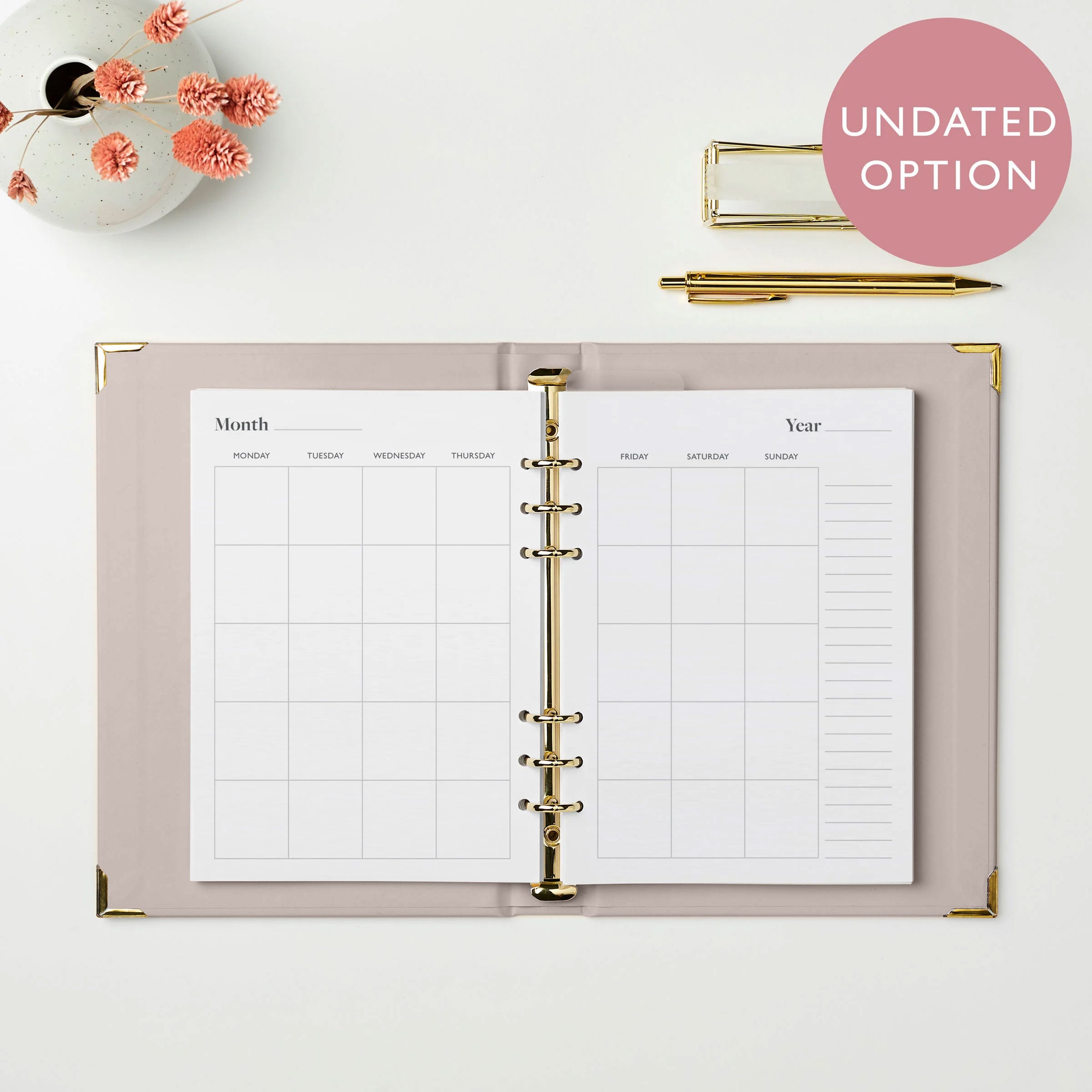 martha brook personalised stationery personalised life planner inside pages undated monthly calendar spread