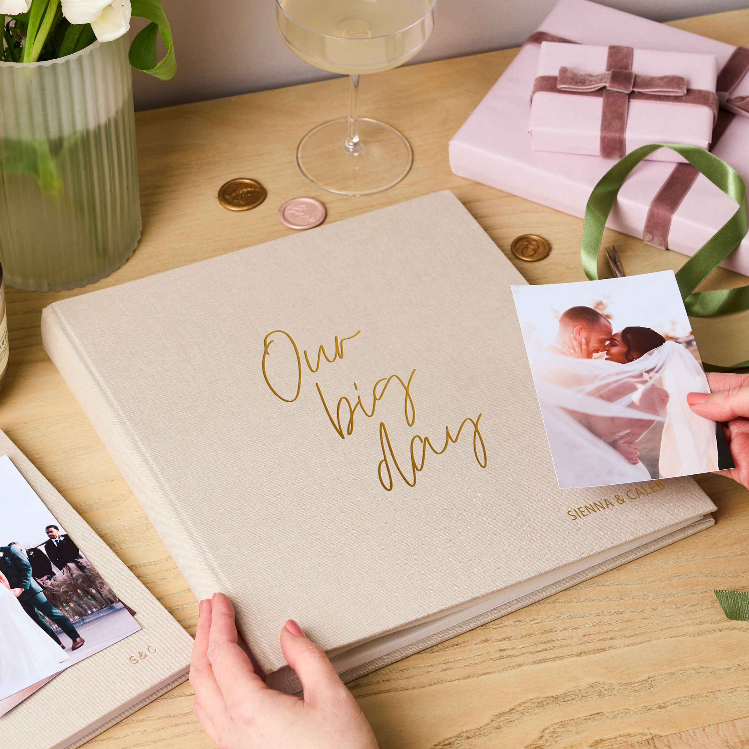 martha brook personalised stationery personalised linen wedding photo album main image