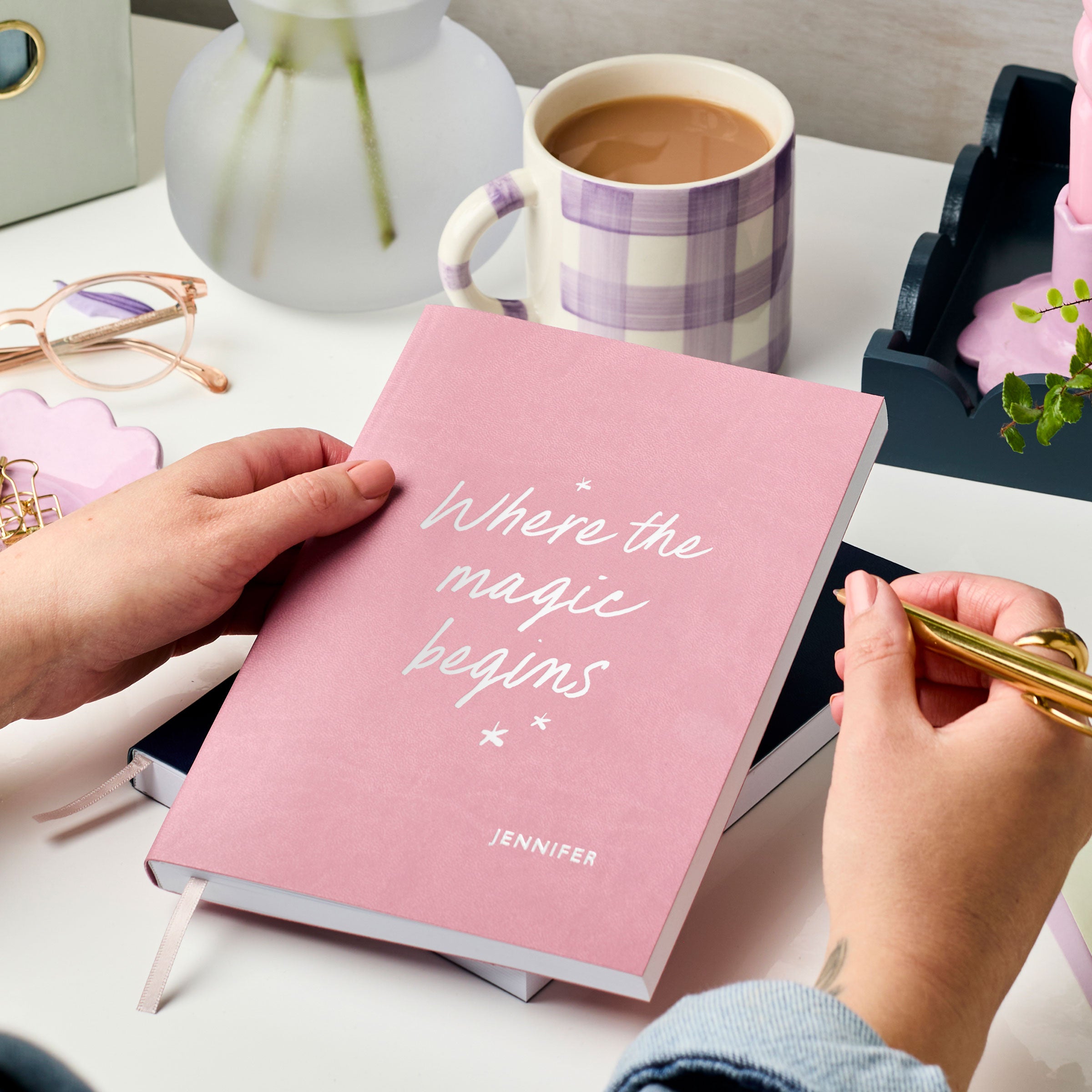 martha brook personalised stationery personalise magic vegan leather notebook