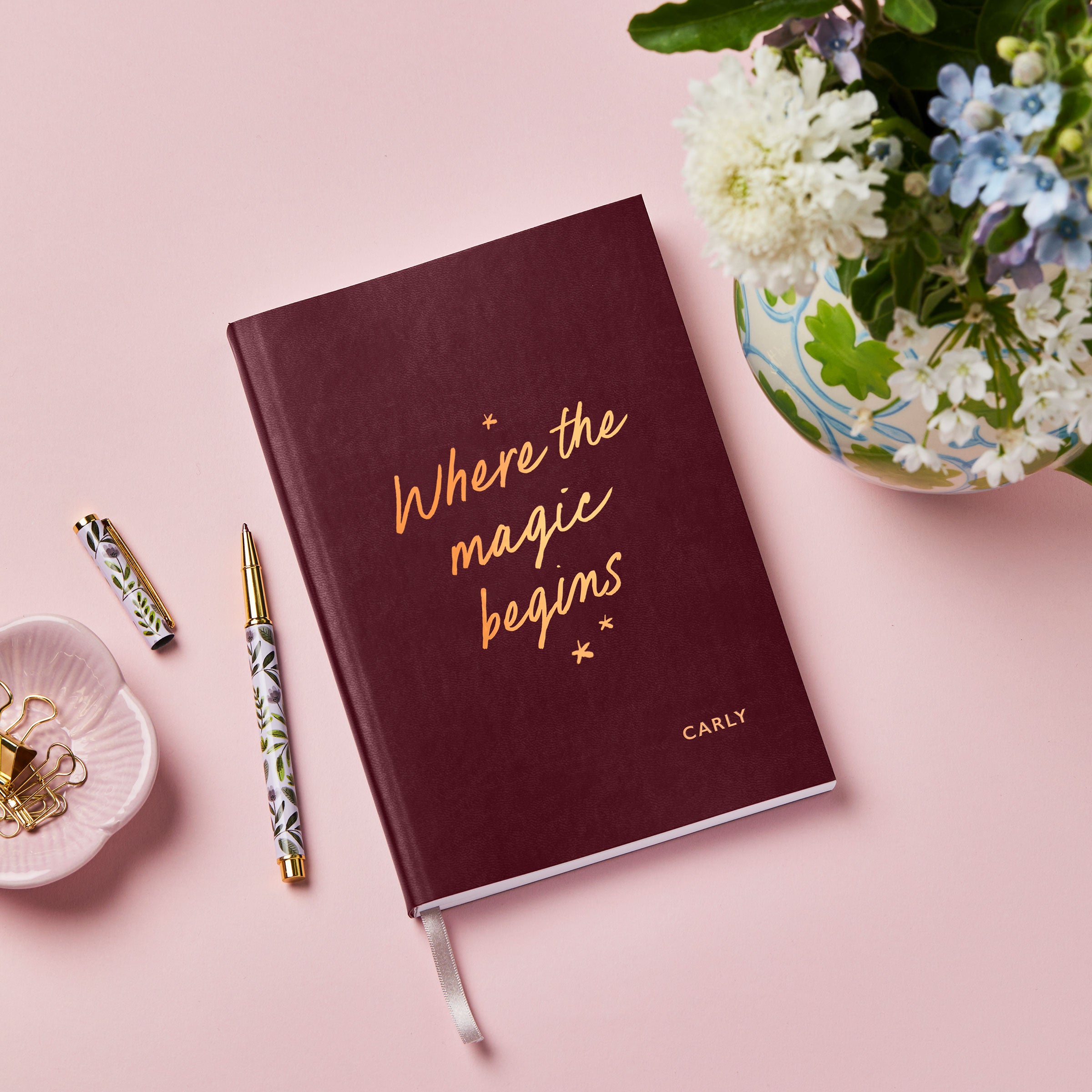 martha brook personalised stationery personalised magic vegan leather notebook