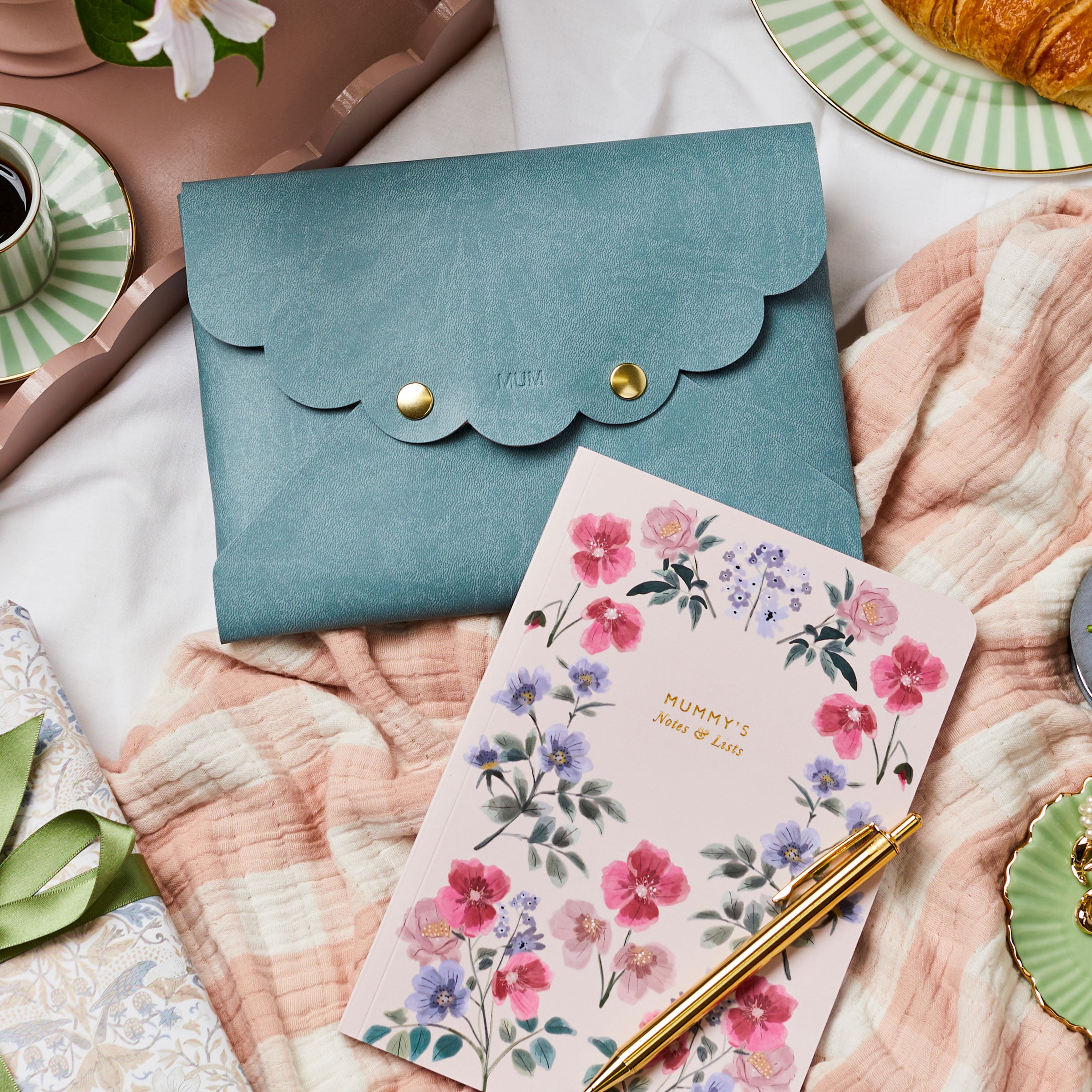 martha brook personalised stationery personalised vegan leather pouch gift set personalised mothers day gift set pouch and notebook with a gold pen