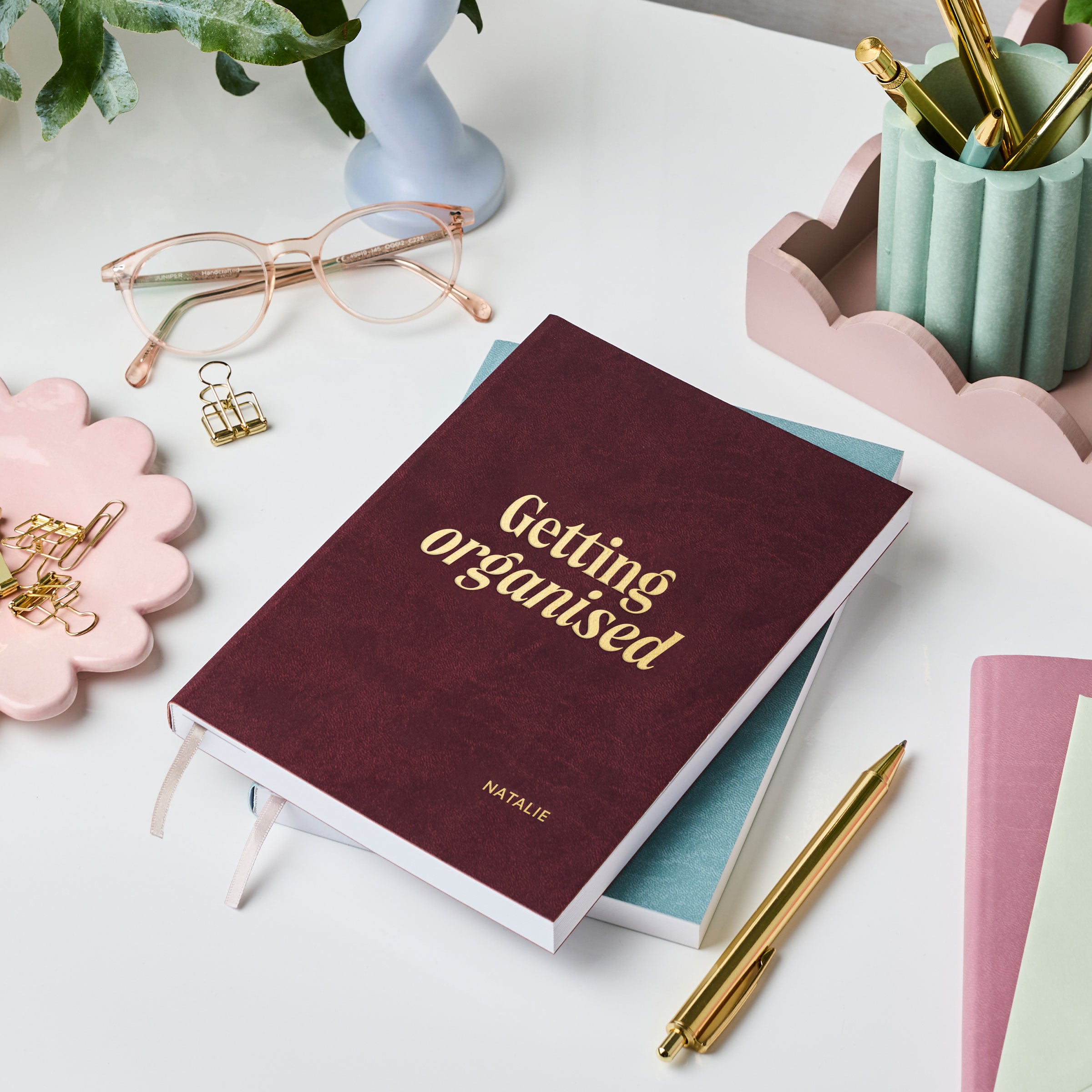 martha brook personalised stationery personalised organised vegan leather notebook wide