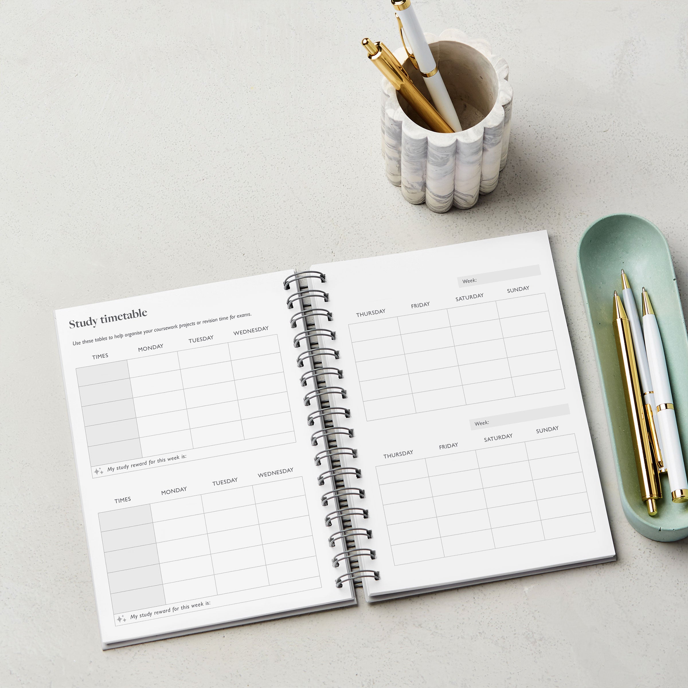 martha brook personalised stationery personalised original 2025 2026 academic diary on desk