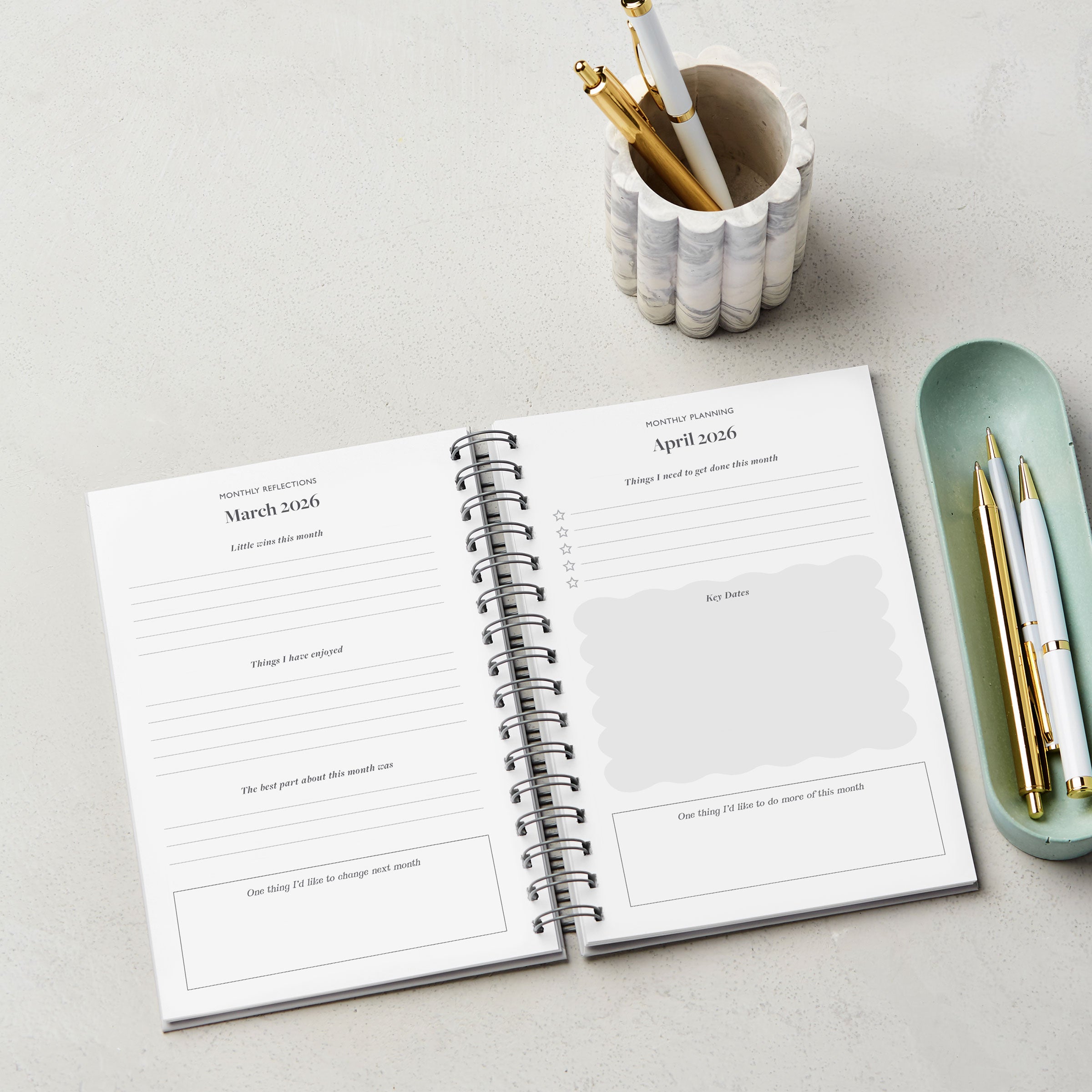 martha brook personalised stationery personalised original 2025 2026 academic diary on desk