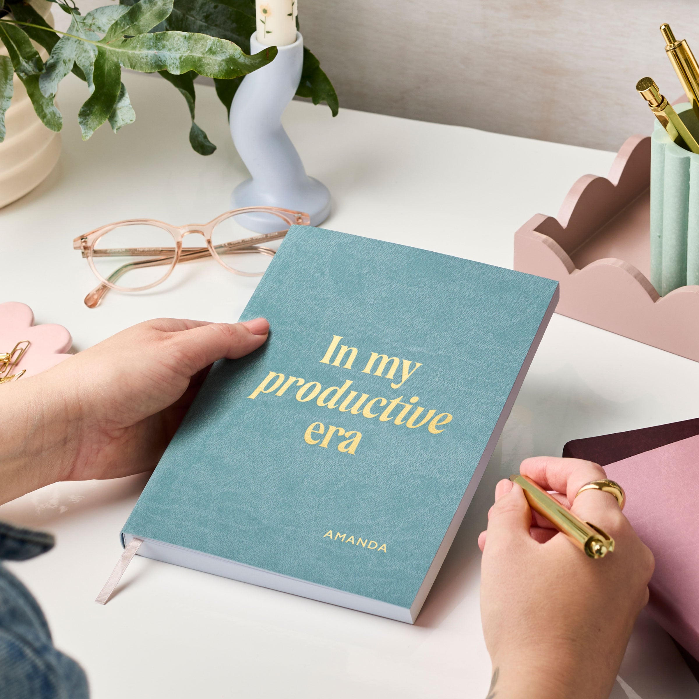 martha brook personalised stationery personalised productive vegan leather notebook
