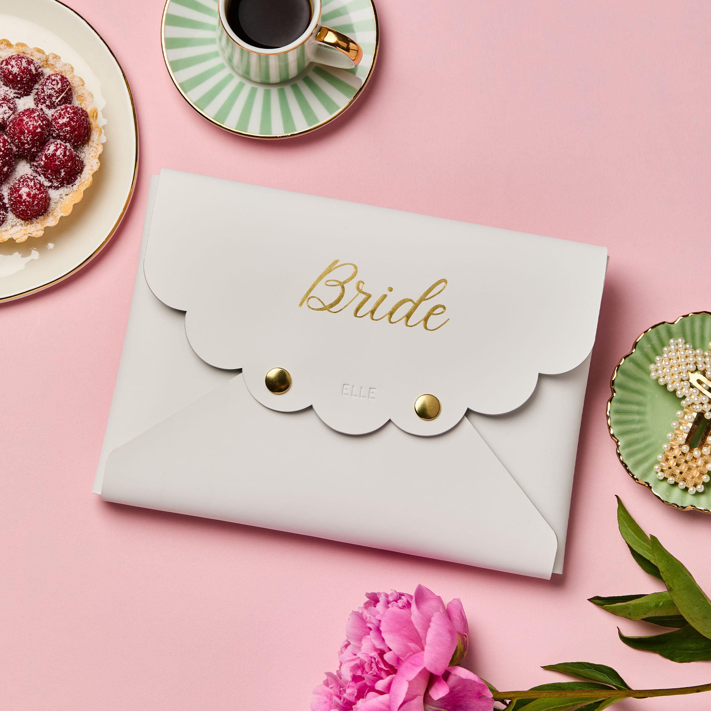 martha brook personalised stationery personalised vegan leather bride pouch