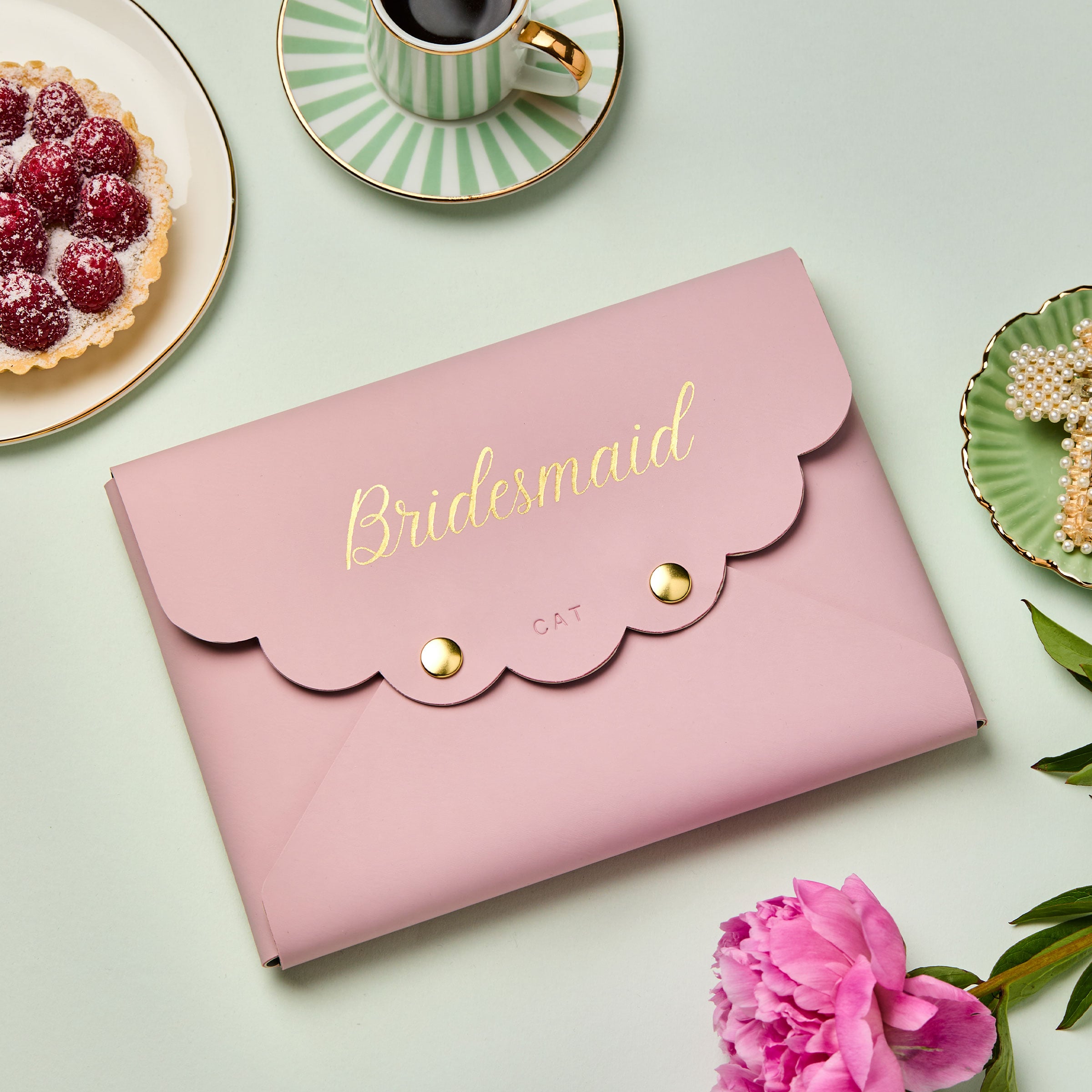 martha brook personalised stationery personalised vegan leather bridesmaid pouch