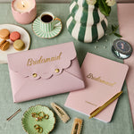 martha brook personalised stationery personalised vegan leather bridesmaid pouch with notebook