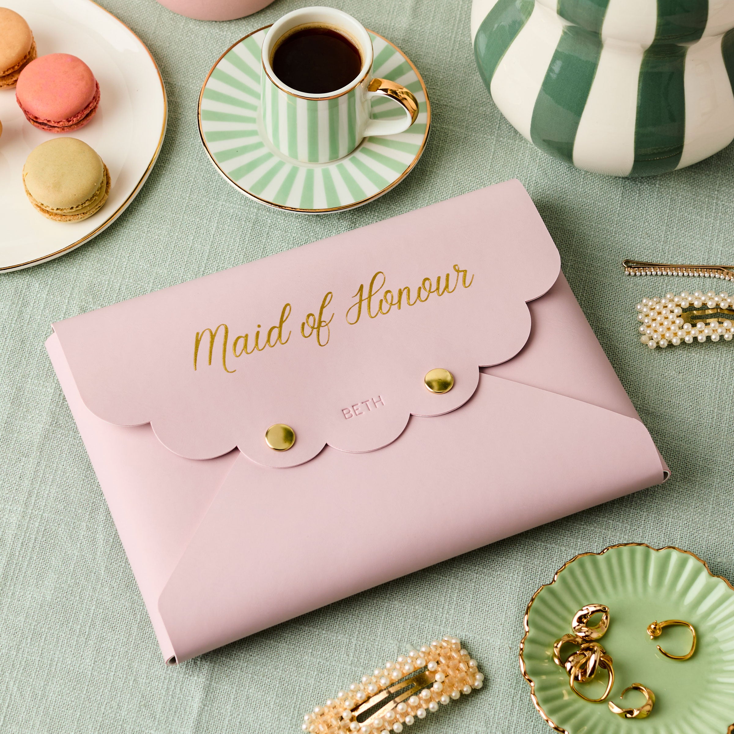 martha brook personalised stationery personalised vegan leather maid of honour pouch 1