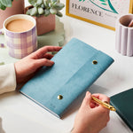 martha brook personalised stationery personalised vegan leather refillable notebook soft teal