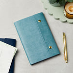 martha brook personalised stationery personalised vegan leather refillable notebook soft teal