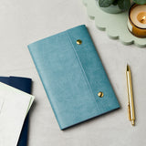 martha brook personalised stationery personalised vegan leather refillable notebook soft teal