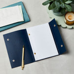 martha brook personalised stationery personalised vegan leather refillable notebook classic navy