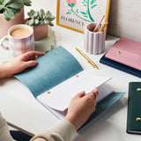martha brook personalised stationery personalised vegan leather refillable notebook soft teal
