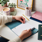martha brook personalised stationery personalised vegan leather refillable notebook soft teal