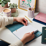 martha brook personalised stationery personalised vegan leather refillable notebook soft teal