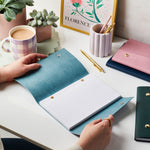 martha brook personalised stationery personalised vegan leather refillable notebook soft teal