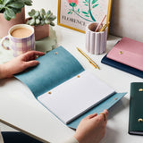 martha brook personalised stationery personalised vegan leather refillable notebook soft teal