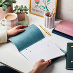 martha brook personalised stationery personalised vegan leather refillable notebook soft teal