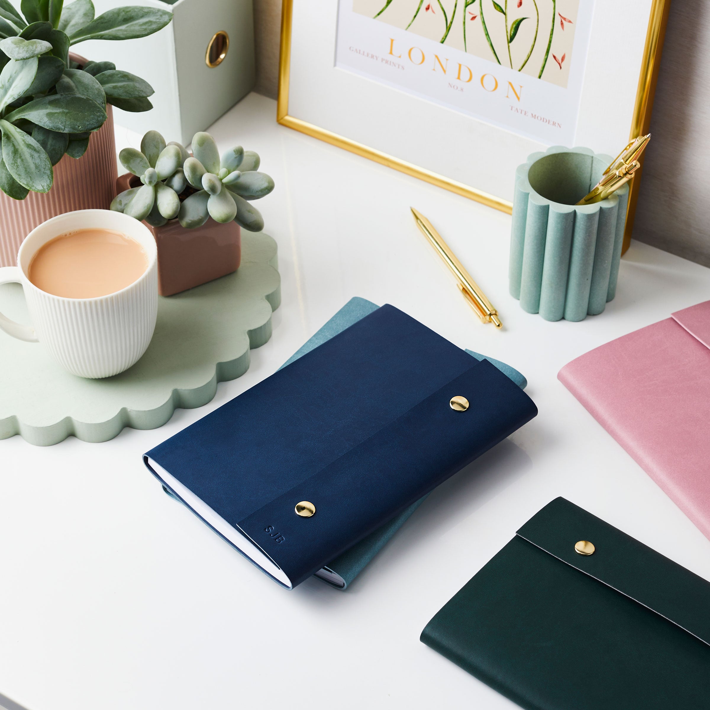 martha brook personalised stationery personalised vegan leather refillable notebook