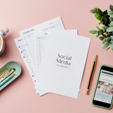 martha brook personalised stationery social media planner insert on pink background