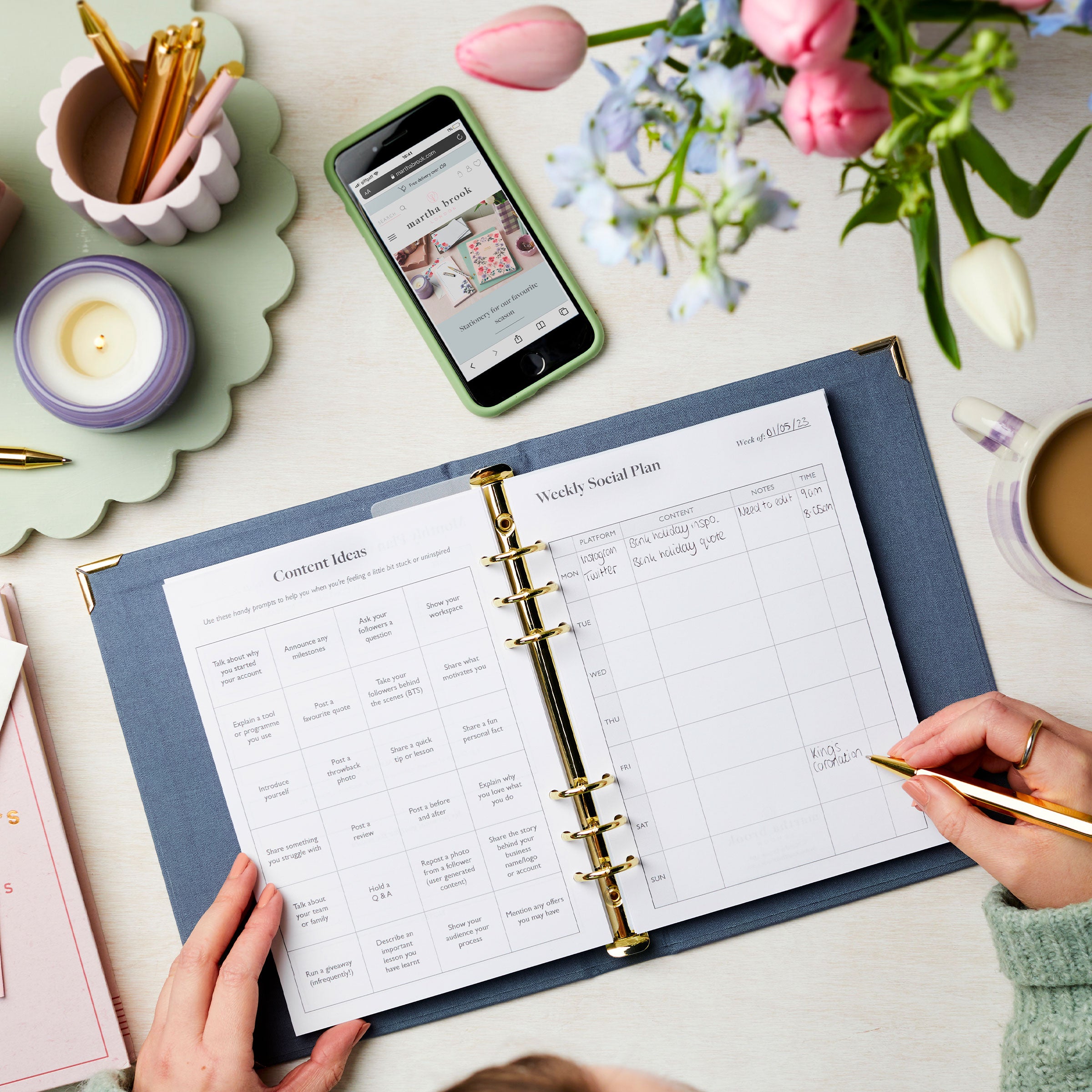 martha brook personalised stationery social media planner refill