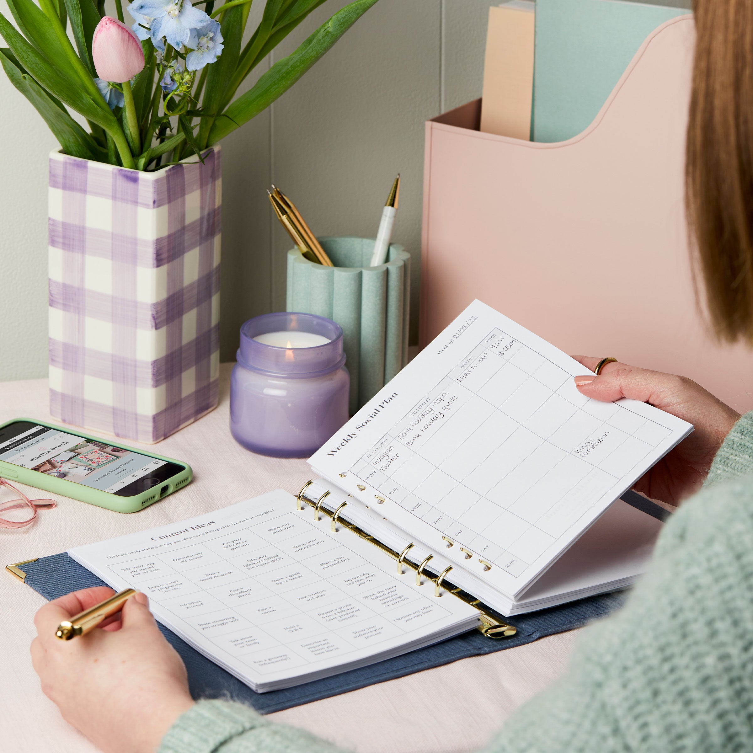 martha brook personalised stationery social media planner refill