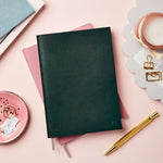 martha brook personalised stationery vegan leather collection personalised a5 classic vegan leather notebook deep green