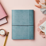 martha brook personalised stationery vegan leather collection personalised a5 vegan leather embossed notebook soft teal