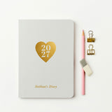 Personalised Foiled Heart 2027 Weekly Diary