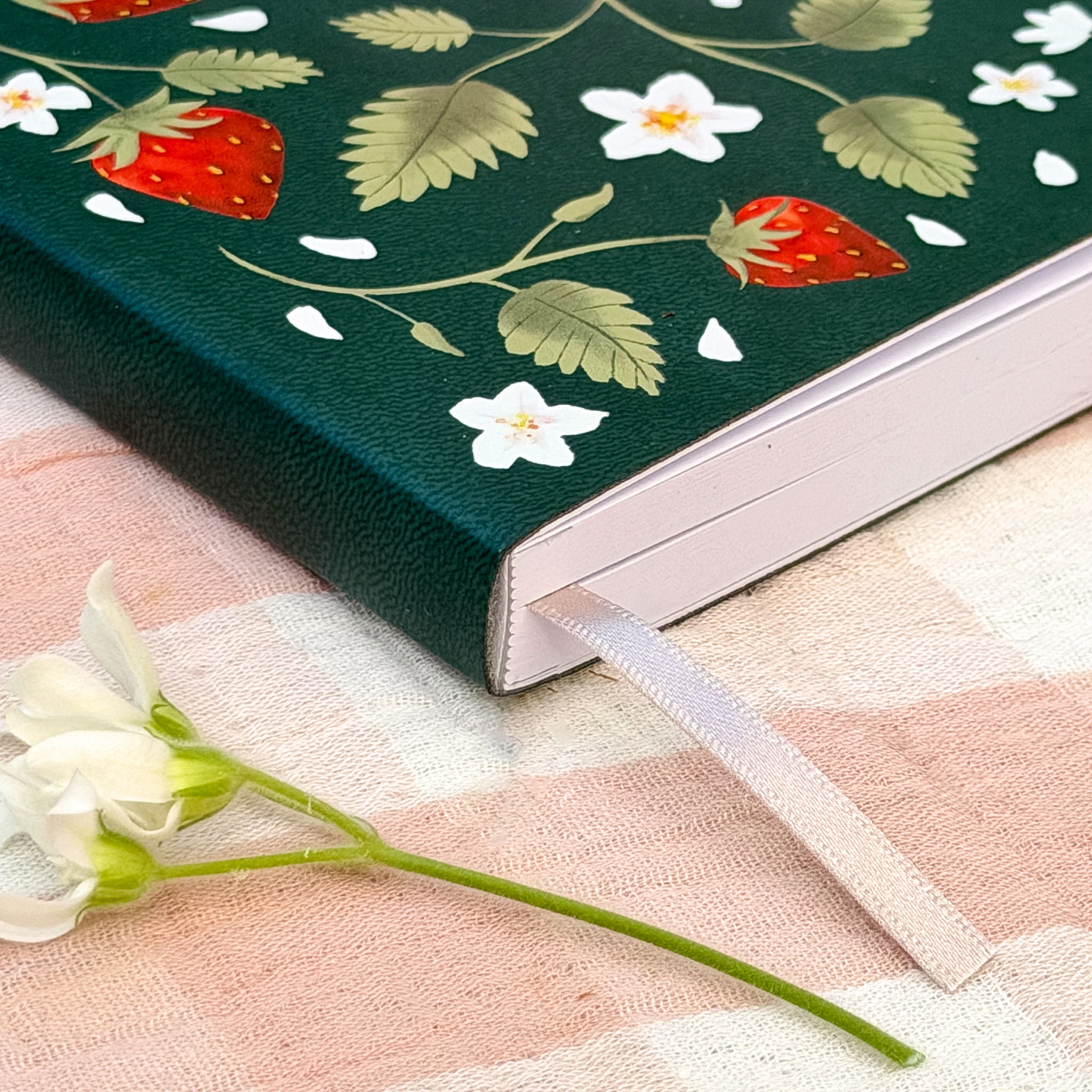 Personalised Strawberries & Cream Vegan Leather Notebook
