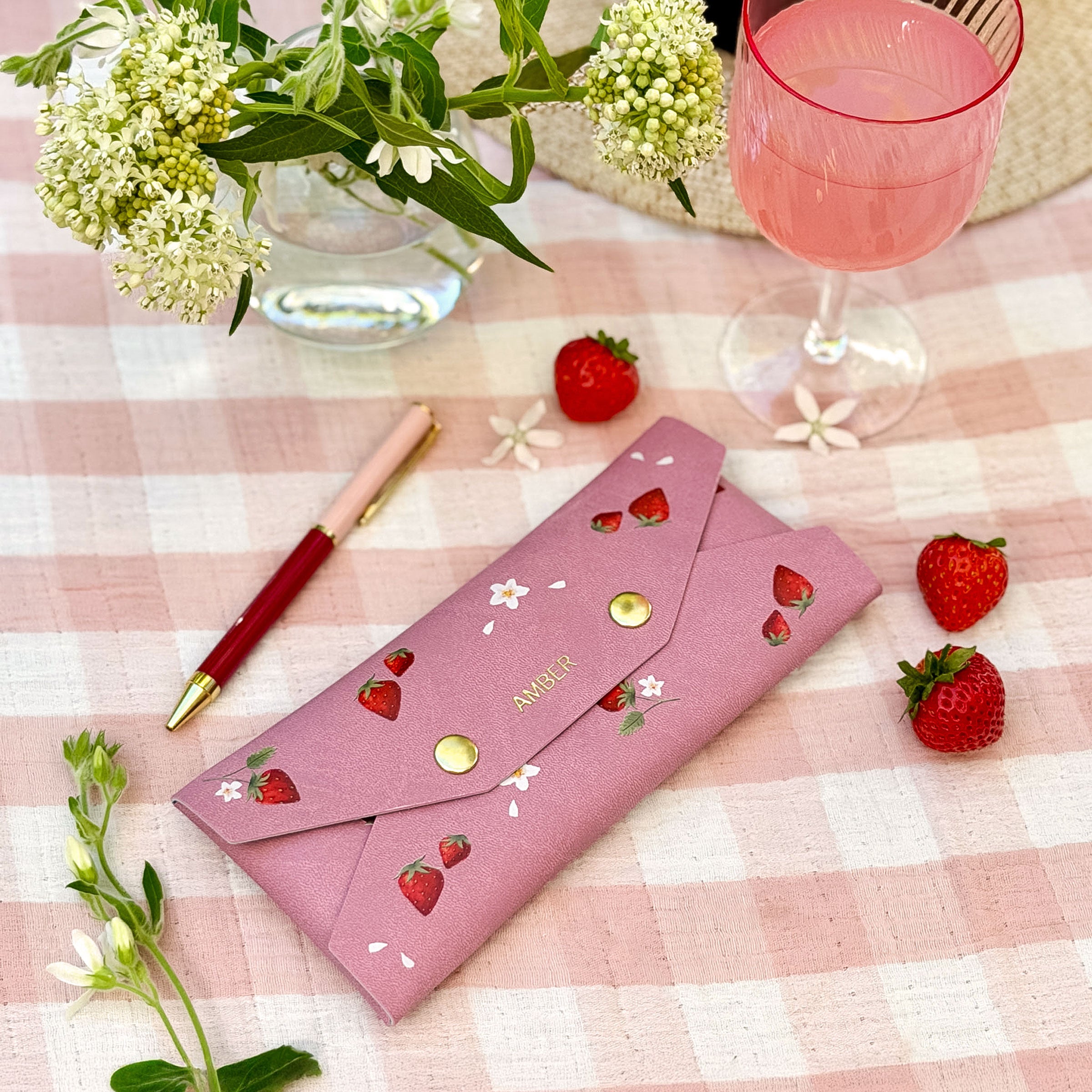 Personalised Strawberries & Cream Sunglasses Case