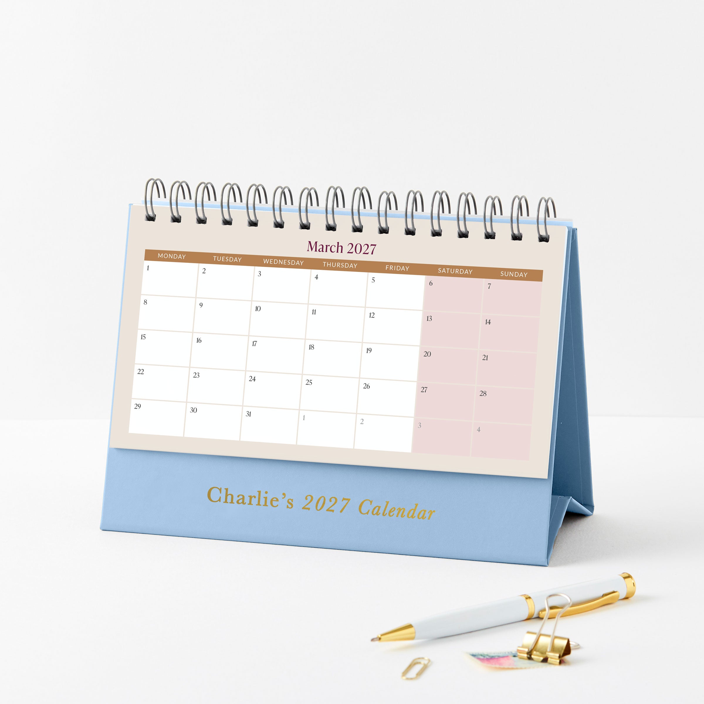 Personalised Traditional 2027 Desk Calendar
