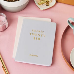 martha brook personalised timeless 2026 weekly diary in grey and gold