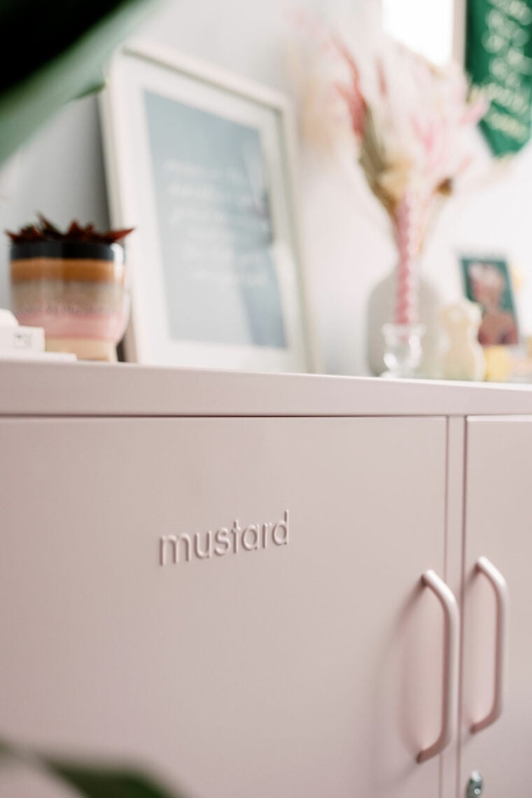 Blush pink mustard locker