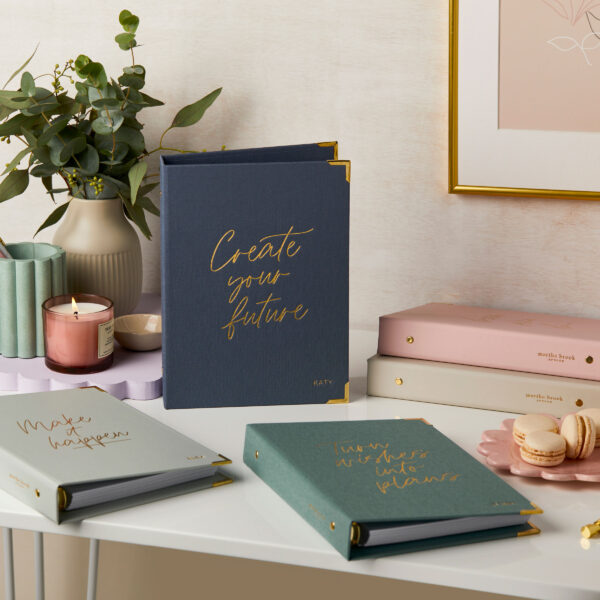 martha brook personalised stationery personalised life planners personal organisers on desk