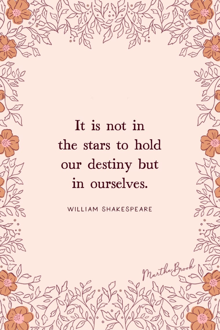 martha brook blog post 13 of the best motivational quotes It is not in the stars to hold our destiny but in ourselves. - William Shakespeare