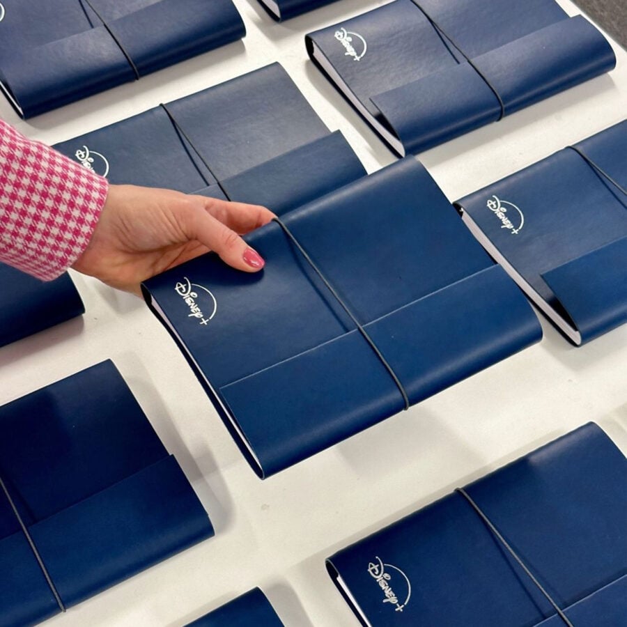 martha brook personalised stationery corporate notebooks branded leather effect notebook navy blue notebook with logo