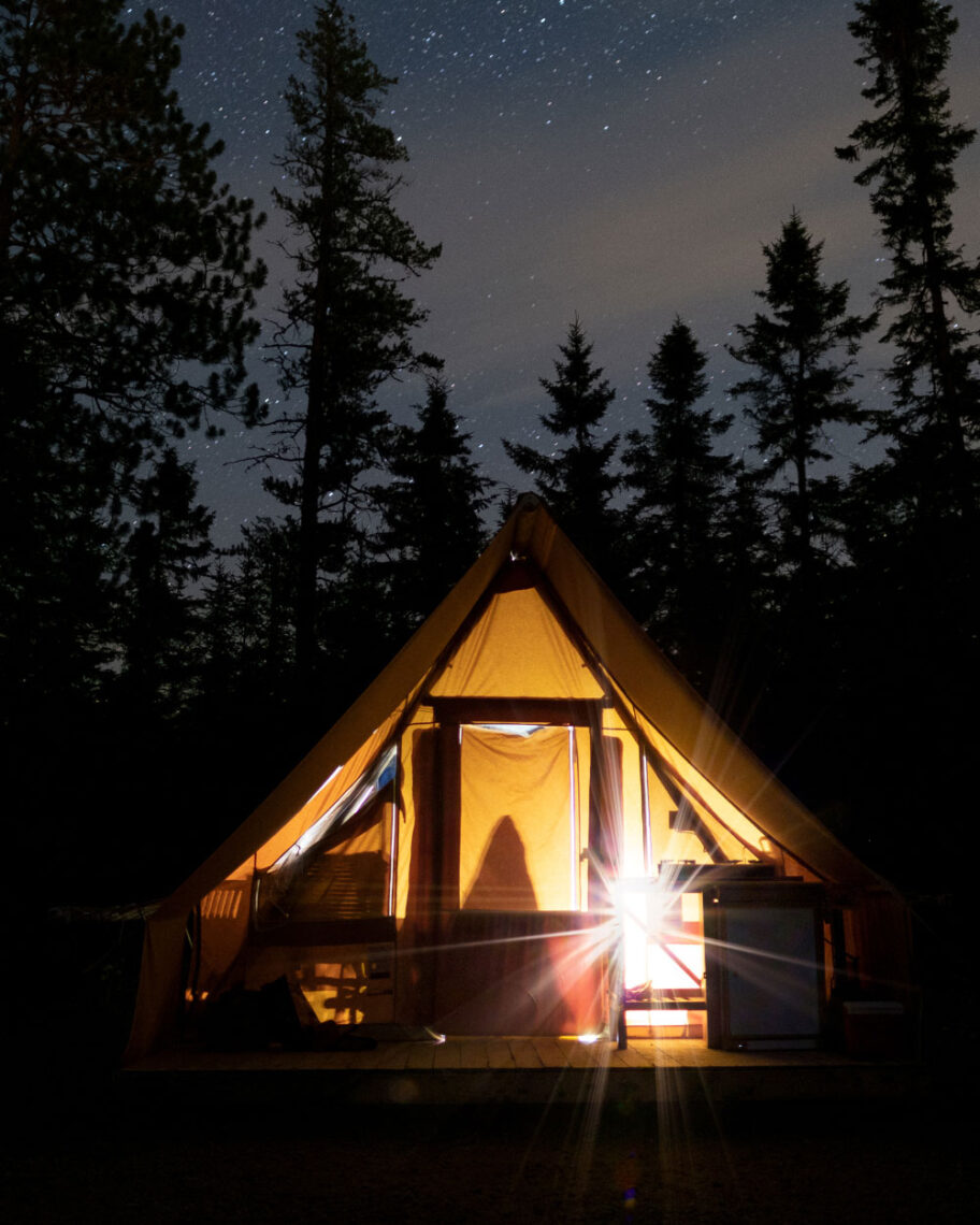 martha brook personalised stationery blog 10 things to do in the summer to keep the whole family entertained tent lit up in the darkness under a starry night sky