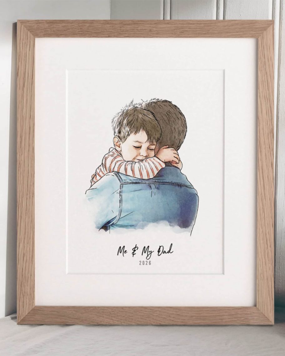 Martha Brook personalised stationery blog 10 memorable gift ideas for dad this father's day custom hand drawn portrait of dad and child with the current year