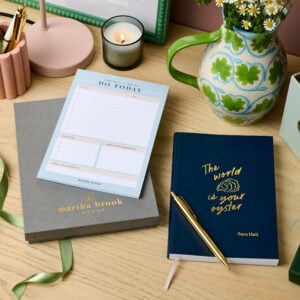 Martha Brook personalised stationery personalised leaving gift set on desk