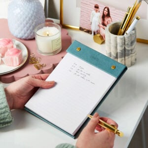 Vegan Leather Refillable Notepad - TEAL - Personalisation - SANTI