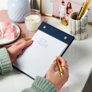 Vegan Leather Refillable Notepad - NAVY - Personalisation - BERTRAM RICHTER